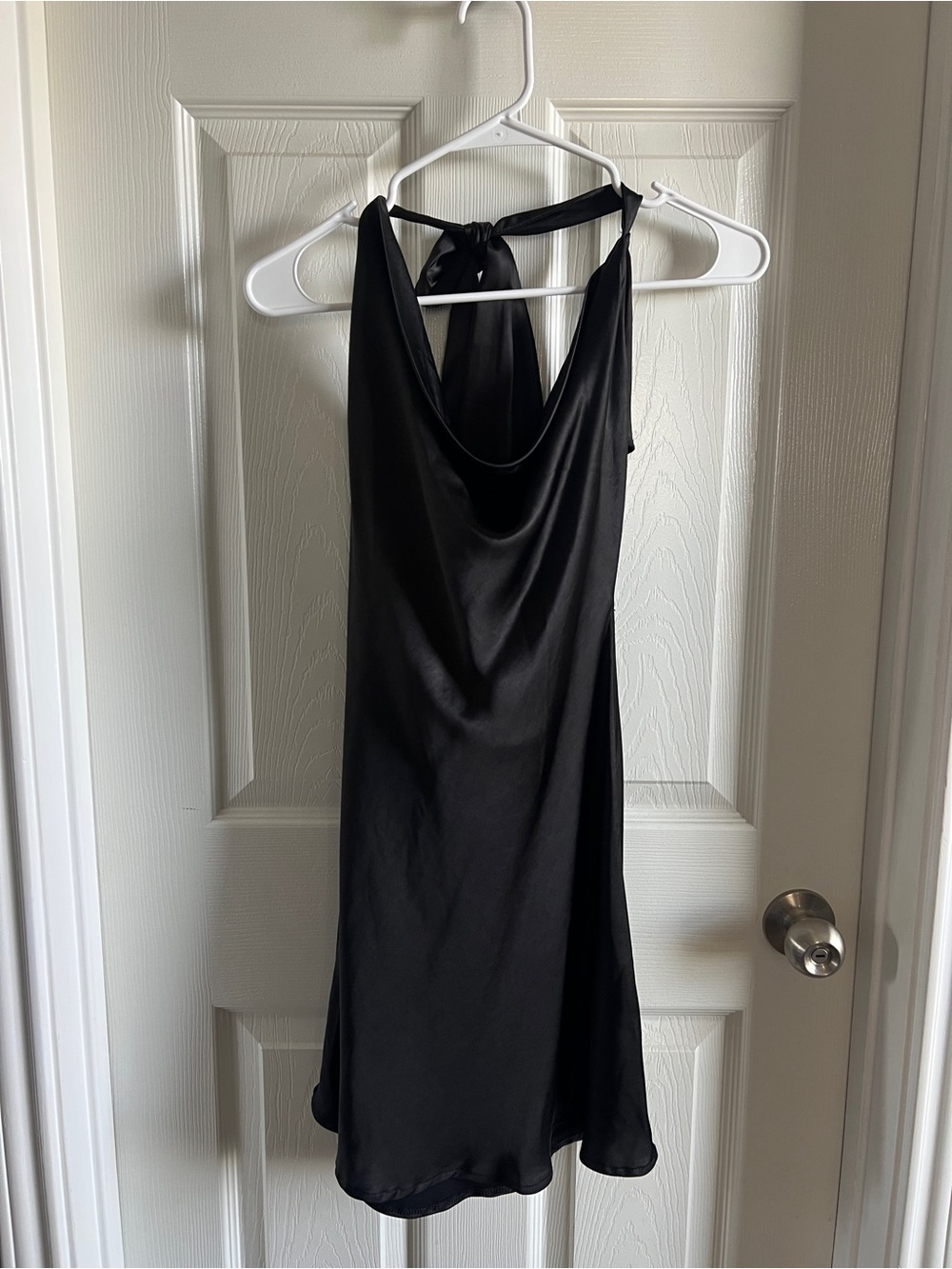 Altar’d State Daphne Black Satin Mini Dress
